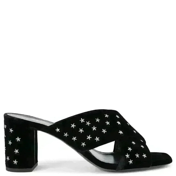 SAINT LAURENT  Lou Lou Star Stud Velvet Mules - Picture 6 of 14
